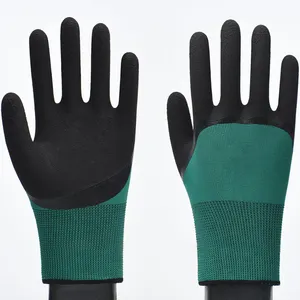 OEM benzersiz özelleştirilmiş Polyester fiber iş eldivenleri kırışıklık lateks eldiven tedarik toptan lateks