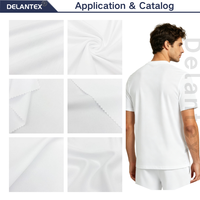 Delantex China Textilhersteller 100% Polyester Stoffe Weißer Jersey Anti-Gelb Interlock-Gewebe für T-Shirts