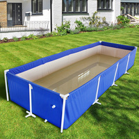Grande piscine rectangulaire pliante pour la famille, baignoire à cadre en plastique de couleur bleue ou personnalisée de 0.60mm