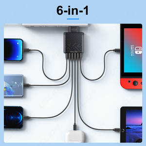 Chargeur USB 6 en 1 QC3.0 Chargeur rapide pour <span class=keywords><strong>IPHONE</strong></span> 17 S23 Xiaomi Adaptateur de charge de téléphone portable Prise EU/KR/US/UK - Product Image 6