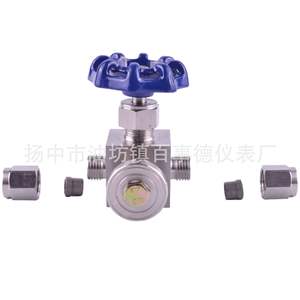 Vanne à aiguille marine haute pression en acier inoxydable 316 avec manomètre, vanne de test hydraulique à trois voies - Product Image 2