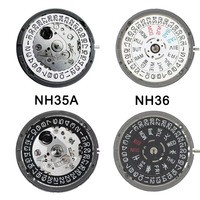 Movimiento Automático Original Japonés NH35, 24 Rubíes, con Ventana de Fecha Negra, Calibre Mecánico de Cuerda Automática NH35A
