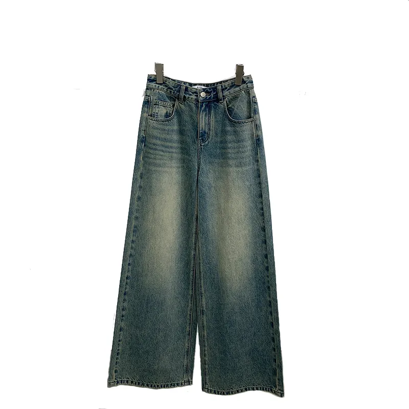 Modisch Vintage-Bekleidung kundenspezifisch Baggy Denim hellblaue Hosen klassische Stile Jeans Baggy Hosen lockere gerade Baggy Jeans Damen