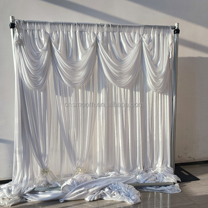 Suave blanco brillante terciopelo eventos telón de fondo cortinas decoraciones boda cortinas Fondo tela blanca boda - Product Image 2
