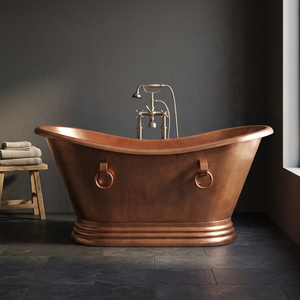 Baignoire classique en cuivre à pattes de chat, autoportante, rectangulaire, durable, de luxe, artisanat indien pour salle de bain - Product Image 1