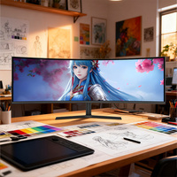 Moniteur de jeu pour ordinateur de bureau incurvé sans cadre ultra-large professionnel 49 pouces 5K HD 120Hz DP personnalisable