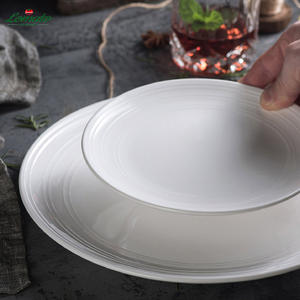 Plato Redondo de Cerámica Minimalista Europeo con Textura de Líneas, Plato de Porcelana Blanca para Cena, Logotipo Personalizado, Restaurante, Hotel, Catering - Product Image 3
