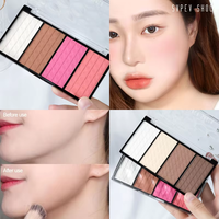 Palette de fard à joues mat longue tenue avec logo personnalisé, 4 couleurs, palette de fard à joues à application douce, maquillage du visage pour un usage quotidien