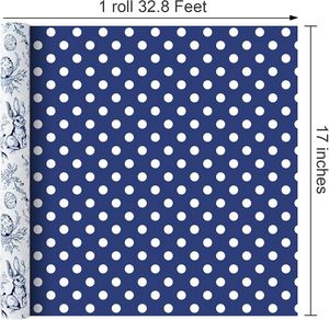 Papel de regalo de Pascua con diseño de conejo y huevo en azul, impresión a doble cara con puntos azules, personalizable. - Product Image 2