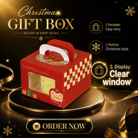 Weihnachtskuchen-Box Tragbare Backwaren-Dessert-Mousse-Geschenkverpackung Papierbox mit Fenster und Tragegriff