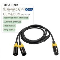 Kabel XLR Y-Splitter Profesional 1 Female 2 Male 3-Pin Kabel Audio Seimbang PVC Tembaga Bebas Oksigen Berlapis Perak Mikrofon DJ