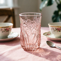 Élégantes coupes à vin rétro en verre soufflé à la main avec motif floral en relief pour usage quotidien et événements