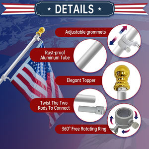 Телескопический ручной сигнальный флаг Регулируемая длина Цветная Печать Летающий флагшток 5 футов - Product Image 4