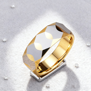 Tùy chỉnh vonfram hình học lăng trụ Vòng vonfram người đàn ông đồ trang sức phụ nữ người đàn ông Nhẫn cưới vàng sáng bóng vonfram nhẫn cho phụ nữ người đàn ông - Product Image 3