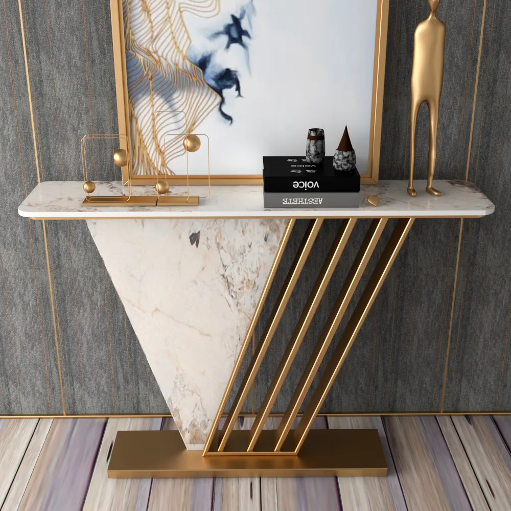 Goldbein Sinter stein Marmorplatte Design Eingang Flur Tisch Konsole Couch Beistell tisch Konsole