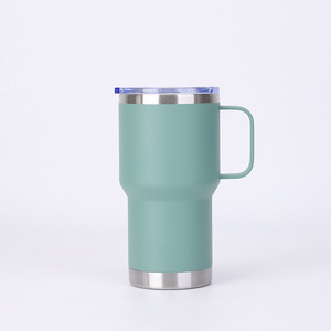 Gobelet isotherme de voyage en acier inoxydable à double paroi de 20 oz avec poignée, revêtement en poudre et logo personnalisé, tasses à café d'extérieur avec couvercle - Product Image 6