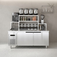 Table de travail personnalisée pour équipement de bubble tea, comptoir de bar en acier inoxydable OEM pour salon de thé au lait