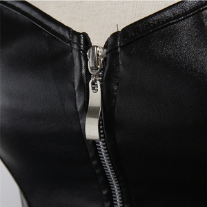 Corsetto di Cuoio nero Con Gonna Faux Gothic Overbust Corsetto Corsetto Sexy <span class=keywords><strong>Lingerie</strong></span> Plus Size Corsetti e Bustier - Product Image 4