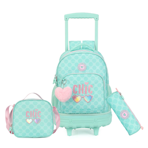 Juego de Mochila Escolar de Tres Piezas: Mochila, Lonchera, Estuche para Lápices, Bolsa de Viaje Impermeable de Doble Asa, Mochila con Ruedas - Product Image 2