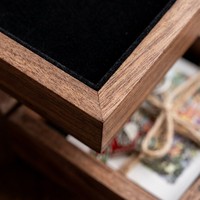 Boîte à souvenirs en bois de noyer Landy, écologique, gravée, avec couvercle magnétique, petite boîte de rangement pour souvenirs, photos, bijoux, cadeaux, logo personnalisé
