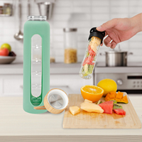 Bouteille d'eau en verre à large ouverture professionnelle de 32 oz avec infuseur, bouteille d'eau en verre réutilisable avec filtre et manchon en silicone