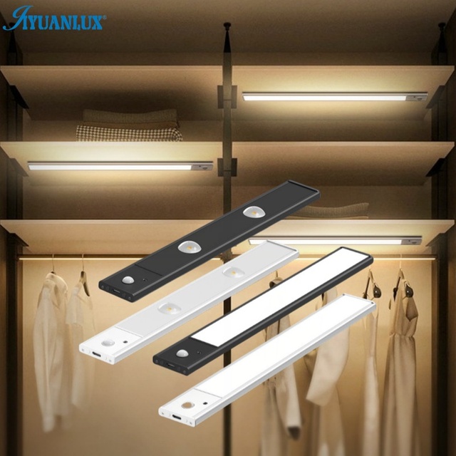 Motion Sensor Night Light 5 Color Dimmable Usb Type C Rechargeable Wireless Under Led Cabinet Lights for Kitchen Cabinets Closet