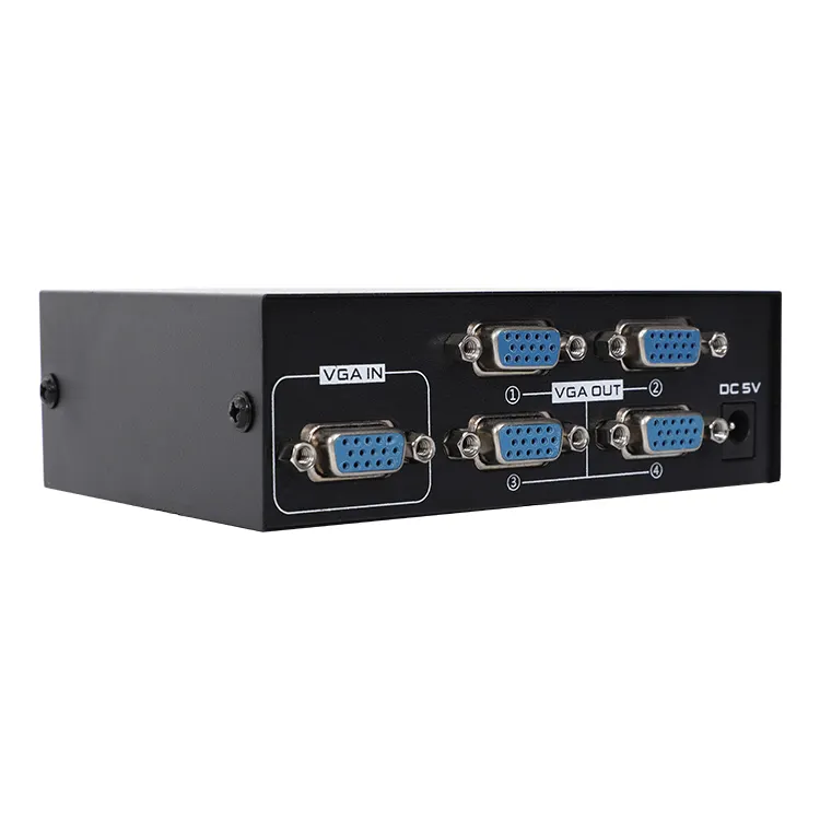 Répartiteur VGA 1x4 4 ports, 1 pièce à 4 moniteurs, 200MHz VGA SVGA XGA LCD, boîte de répartiteur Audio vidéo