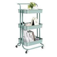 Chariot de rangement réglable à 3 niveaux pour cuisine et salle de bain, étagères détachables en plastique et acier, multifonctionnel pour bureau et garage