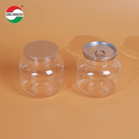 Pot en plastique transparent PET de qualité alimentaire de 500 ml, vide, hermétique avec couvercle à vis en aluminium, pour aliments, bonbons, gommes, cosmétiques, fruits secs