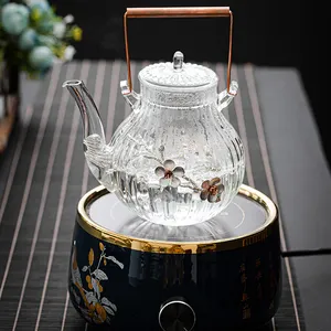 Exquisite 725ミリリットルChinese Teapot Glass Tea Set Flowers Tea Teapot And Cup Set