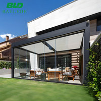 Pergola bioclimatique en aluminium robuste et écologique, poteaux de 120 mm, imperméable, à lames orientables électriques, gazebo de jardin de luxe