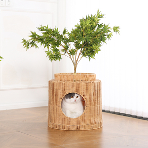 Arbre à chat avec feuilles Fabricant de meubles décoratifs pour la maison Plantes artificielles en toute sécurité Tissage en rotin fait à la main <span class=keywords><strong>Cave</strong></span> à chat Maison - Product Image 3