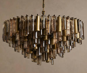 <span class=keywords><strong>Lampadario</strong></span> Vintage Italiano in Vetro di Murano e Ottone, Altezza Regolabile, per Soggiorno di Villa, Luce Pendente di Lusso - Product Image 2