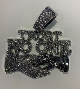 Men's Stylish <b>Cuban</b> <b>Link</b> <b>Chain</b> Handshake Design Rhinestone Pendant 'Trust No One' Letter Hip Hop Style Necklaces for - Product Image 5