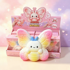 Jumbo Squishy 18cm, Jouet anti-stress et Fidget Toys en TPR, best-seller, en forme d'Animaux et Insectes (Papillon, Scarabée, Dinosaure, Grenouille), jouet de simulation à pincer - Product Image 1
