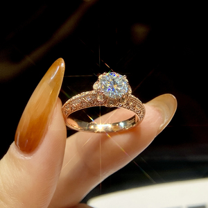 Anillo de Moissanita de oro rosa de 18 quilates con diamantes completos de la Vía Láctea, 1 quilate para mujer, joyería de plata de ley 925, regalo de boda - Product Image 4