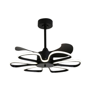 Lampe décorative blanche de luxe moderne à ventilateur de plafond à LED avec corps en verre moteur à courant continu à 5 pales pour salle à manger chambre salon - Product Image 1