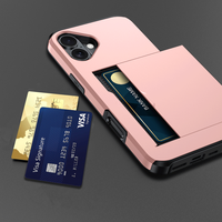 Étui de téléphone de fente de carte de crédit de portefeuille de glissière de luxe pour l'iPhone 16 Pro Max armure couverture arrière antichoc de TPU pour l'iPhone 16