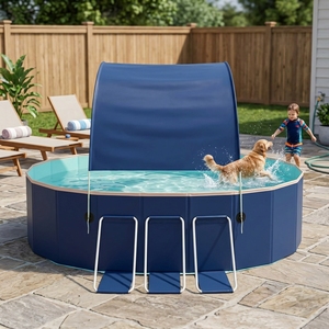 Vente directe d'usine - Piscine pour animaux <span class=keywords><strong>de</strong></span> compagnie - Kit complet avec auvent pare-<span class=keywords><strong>soleil</strong></span> - Baignoire pour chien et chat - Piscine pour jardin - Product Image 5