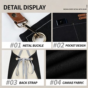 <span class=keywords><strong>Delantal</strong></span> de Cintura con Mangas y Bolsillos Personalizable con Logotipo, Duradero y Moderno, con 1-4 Bolsillos, Tejido de Tela, para Hombres y Mujeres - Product Image 2