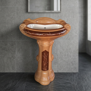 Lavabo sur pied rectangulaire moderne en céramique pour salle de bain de centre commercial ou sous-sol – Conception d'articles sanitaires - Product Image 5
