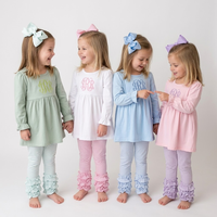 Ensemble de vêtements pour bébés filles, leggings rayés à trois volants, tunique à manches longues, tenues pour enfants