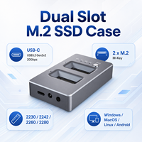 Estación de Acoplamiento Dual Bay Offline para Clonación de SSD NVMe PCIe Gen3x4 M.2, 20Gbps USB3.2 Gen2x2, Aluminio, 2230/42/60/80, Máx. 8TB, Clave M, ODM