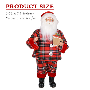 Cheap Wholesale Family Fancy Plaid Big <b>Standing</b> <b>Santa</b> Clause Adornos De Navidad 2025 - Product Image 1