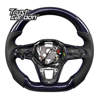 Volant LED en fibre de carbone sergé bleu personnalisé pour Volkswagen Golf MK8 Passat 2020-2025 Atlas GTI GTD GLI ID4 Tera T-ROC