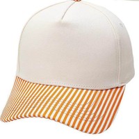 Casquette de baseball décontractée réglable avec visière rayée blanche, broderie personnalisée, impression de logo, OEM ODM