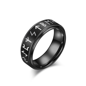 Viking Men's Tungsten Steel <b>Ring</b> Rune Pattern Black Jewelry Gift Fashion <b>Rings</b> - Product Image 1