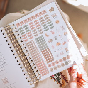 Agenda de <span class=keywords><strong>grossesse</strong></span> personnalisé en lin, <span class=keywords><strong>journal</strong></span> de <span class=keywords><strong>naissance</strong></span>, spirale, couverture rigide, organiseur de maternité avec autocollants pour futures mamans - Product Image 5