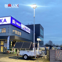 Tour d'éclairage solaire mobile HiSOLO blanche, remorque solaire 4*100W LED haute luminosité IP65, autonomie de 3 jours, angle de faisceau de 60°