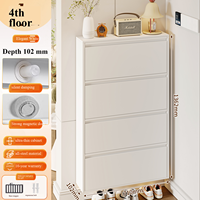 Armoire à chaussures étroite en acier à 3 portes avec portes anti-poussière rabattables pour salon, salle à manger, école ou entrepôt